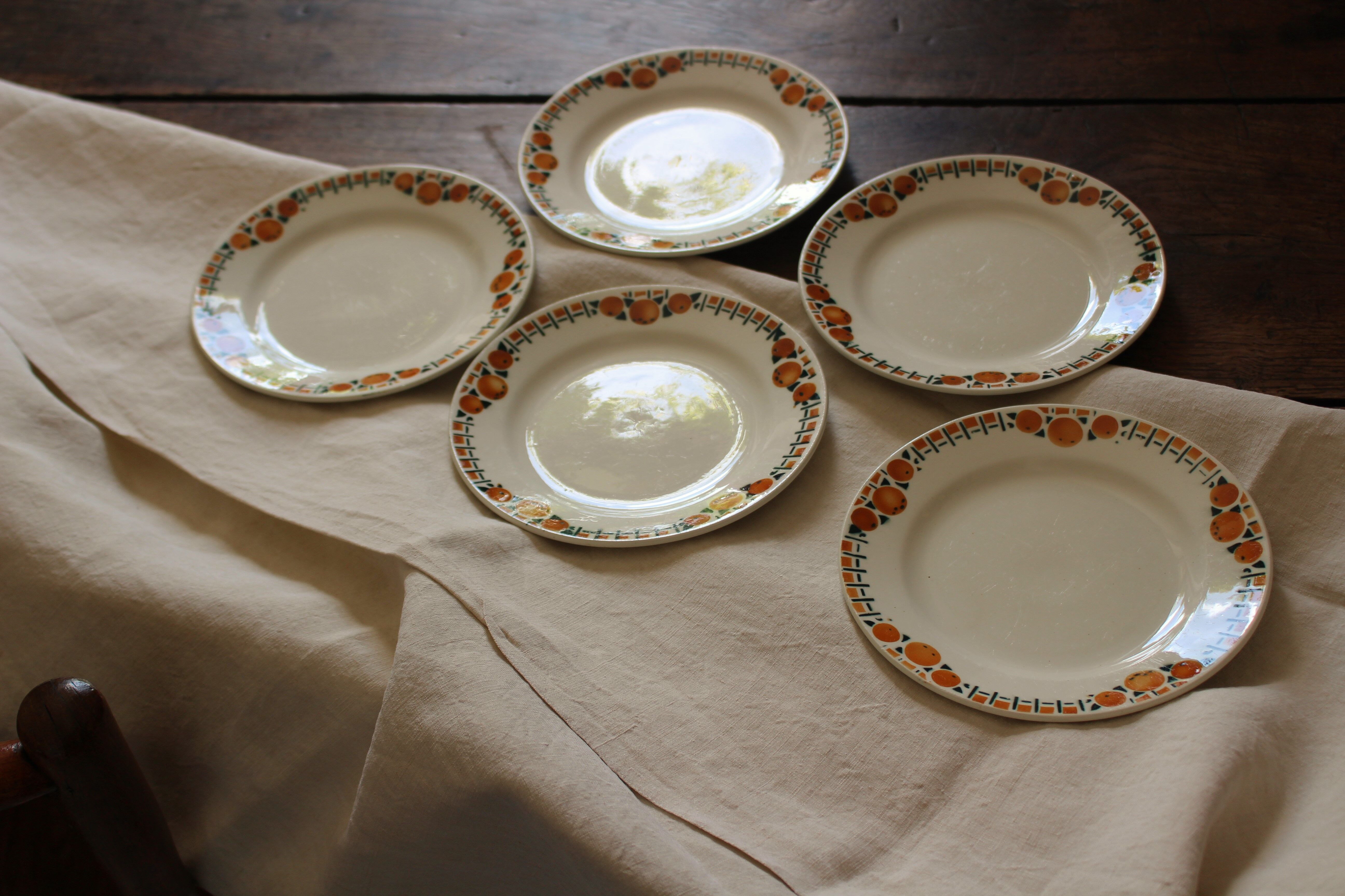 Lot 5 plates Cotentin Saint Amand Vintage Oranges