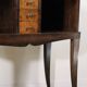 Vintage wooden and marble console table – classic style curved legs, 1950s