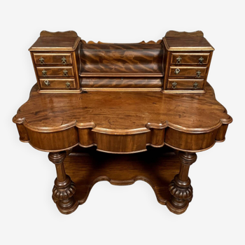 Curved tiered desk from the Napoleon III period in mahogany circa 1850