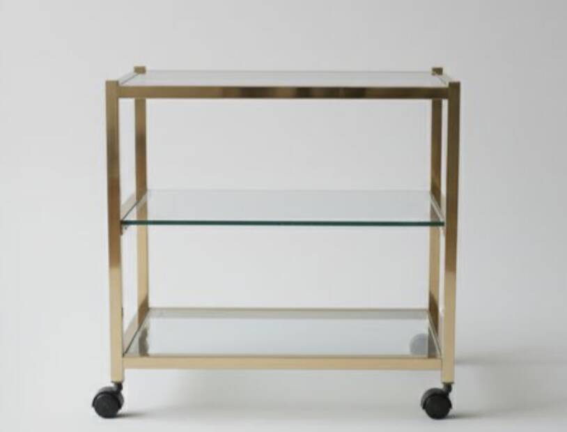 Desserte bar vintage 1970 – Laiton & Verre – Style Maison Jansen