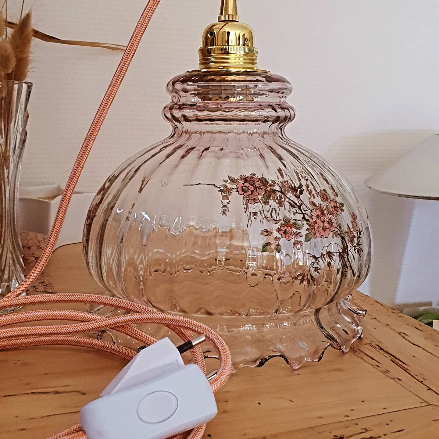 Glass stroller with cherry blossom decor