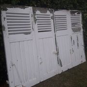 Volets 4 vantaux H148xL245cm persiennes chêne anciens paire 1