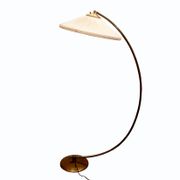 Lampadaire des années 1950 en laiton avec abat-jour plisée