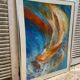 Old Oil On Paper JULIE Boat 89 + Grey Aluminum Frame