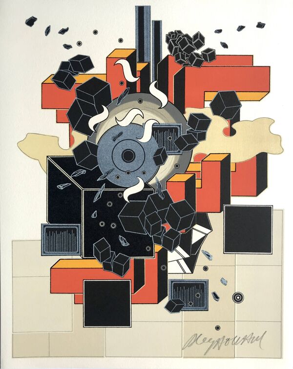 Alain le yaouanc, le feu, 1978. lithographie originale signée au crayon