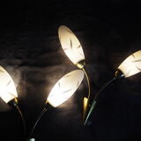 Pair of double opaline and brass wall lights from the 1960s-1970s.