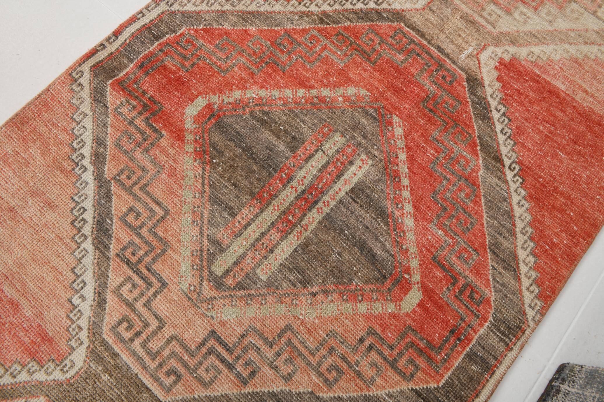 3x10 Peach Red Soft Vintage Turkish Runner Rug, 86x303Cm SK 20297