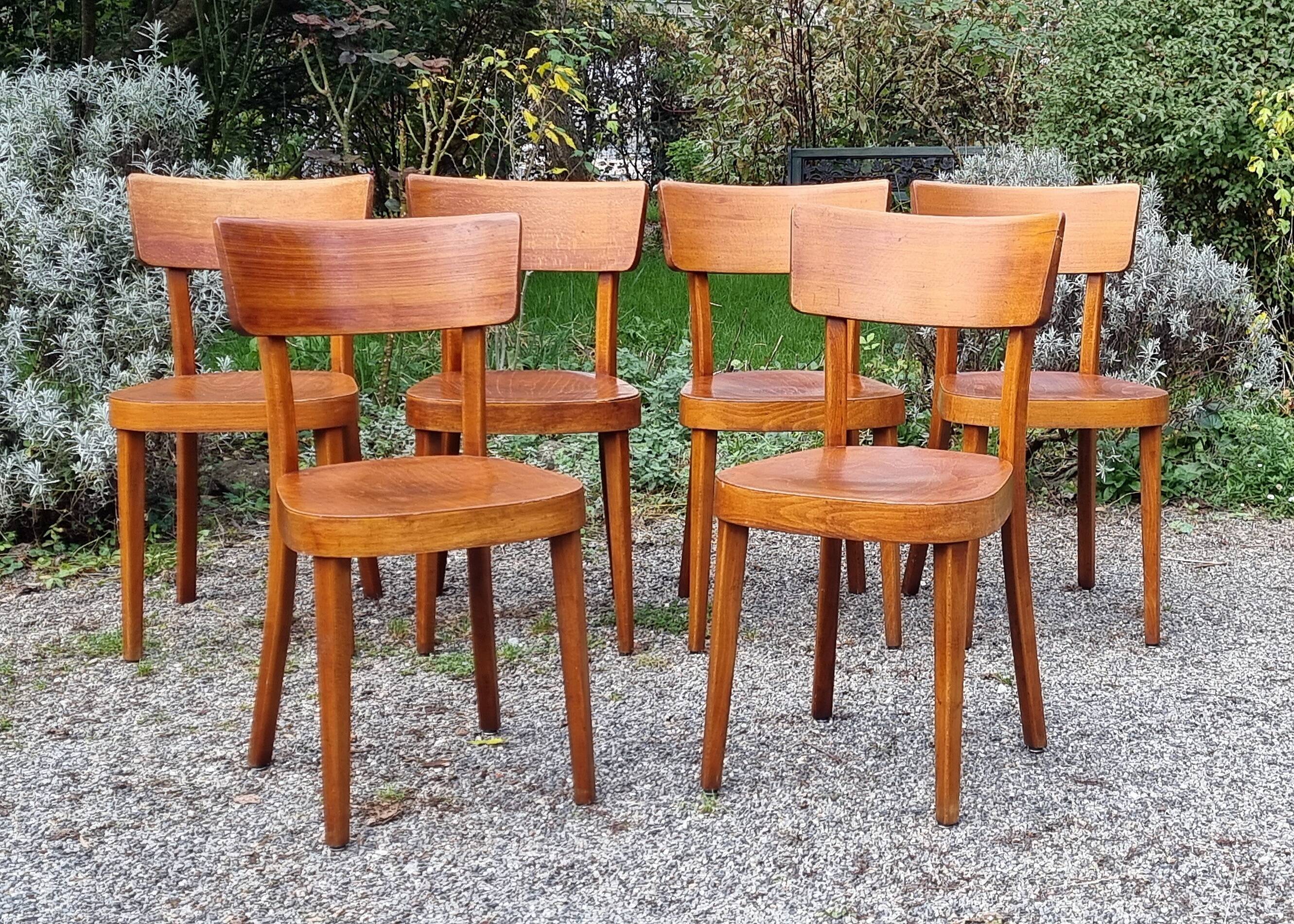6 "classic" bistro chairs from Horgen-Glarus (Switzerland) 1950s