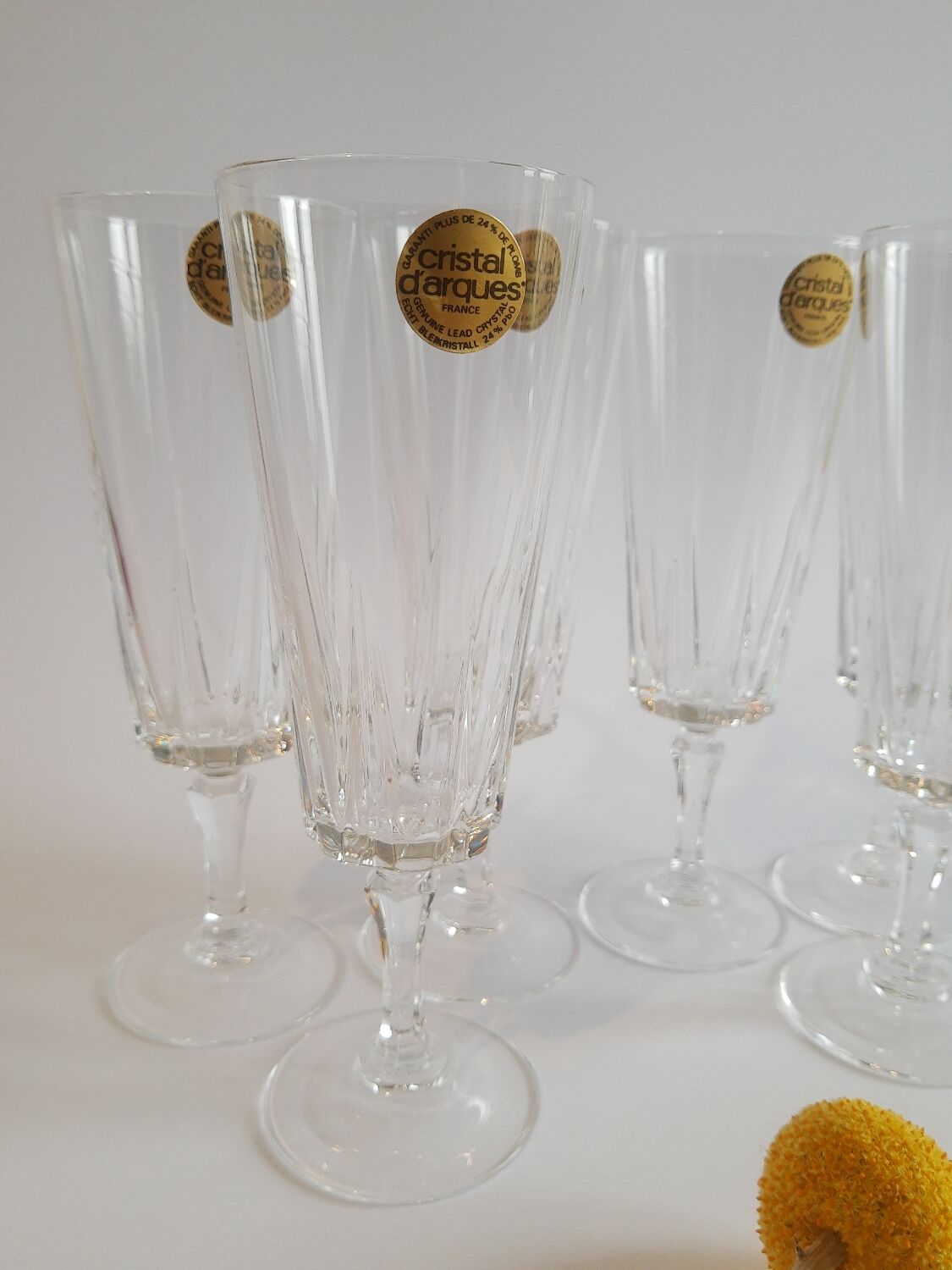 Set of 6 Cristal d'Arques 16cl Versailles vintage champagne flutes