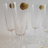 Set of 6 Cristal d'Arques 16cl Versailles vintage champagne flutes