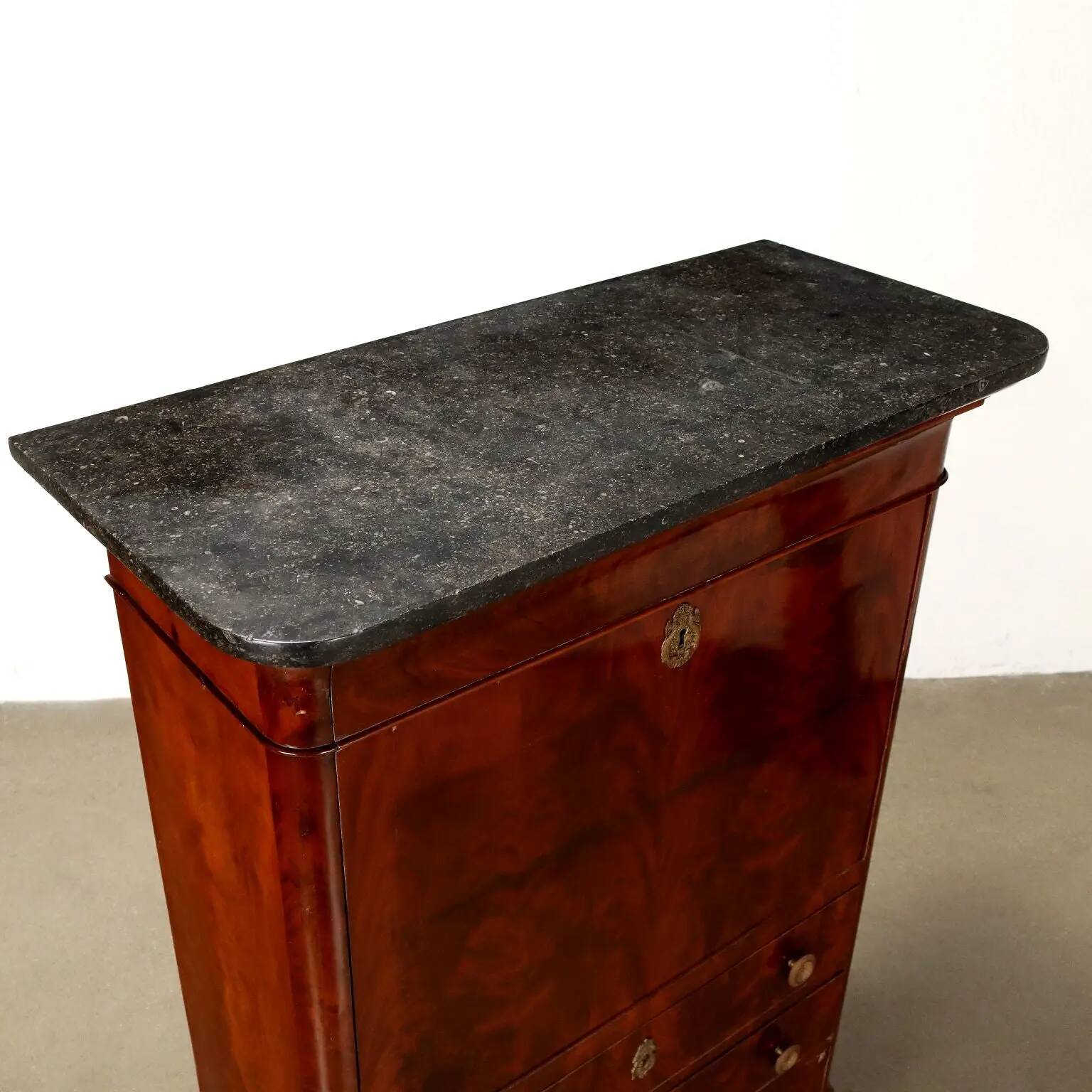 Secrétaire ancien Charles X en acajou 4 tiroirs Italie XIX Century