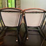 Paire de chaises Napoléon III à décor d’oiseaux, assises en velours capitonné
