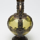 Nineteenth Renaissance style ewer in glass green and brass