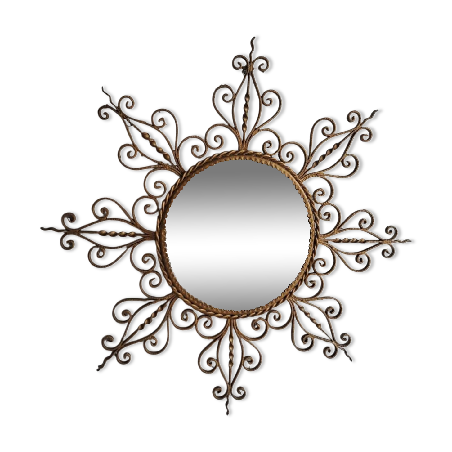 Vintage gold metal sun mirror