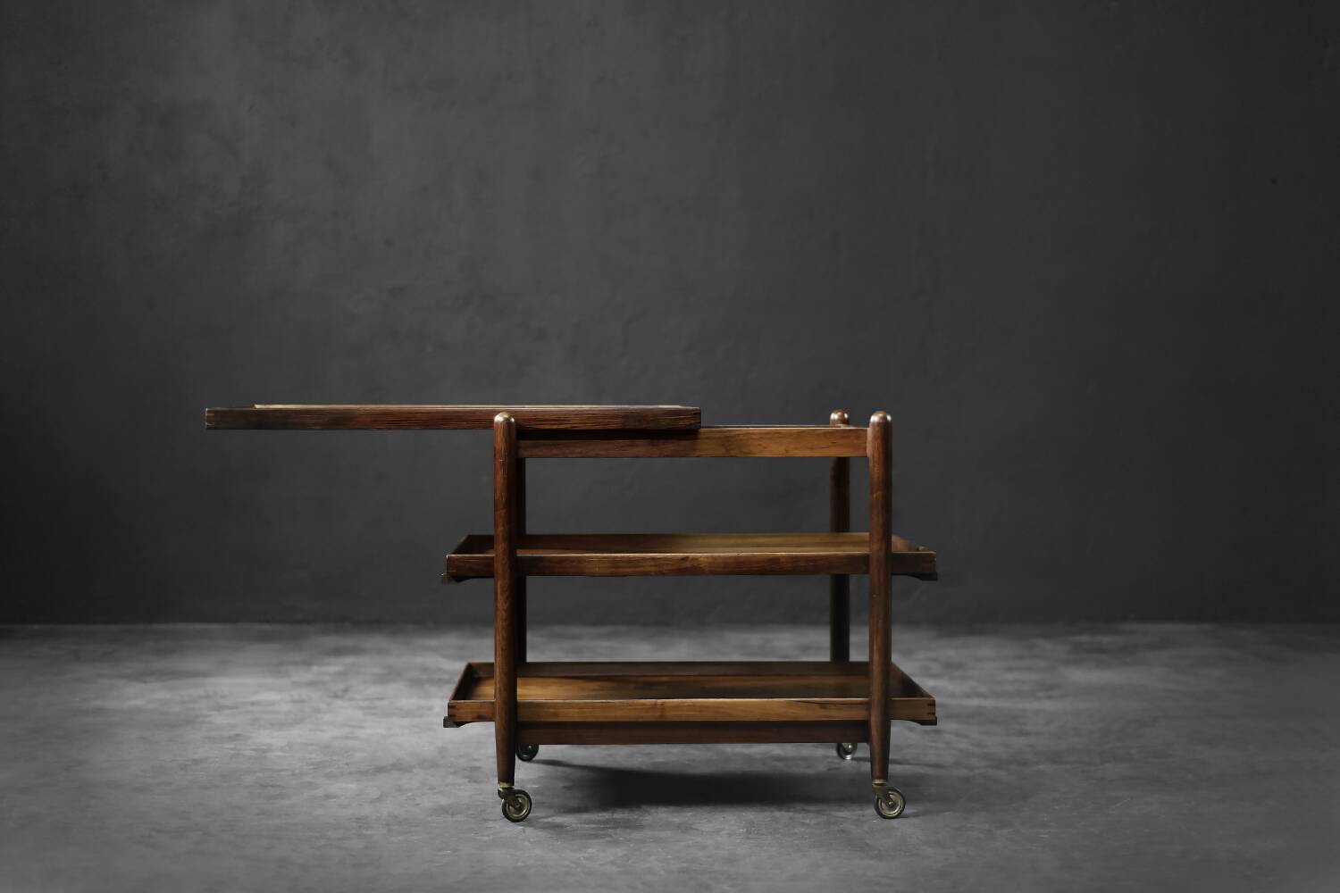Vintage Danish dessert table in rosewood.
