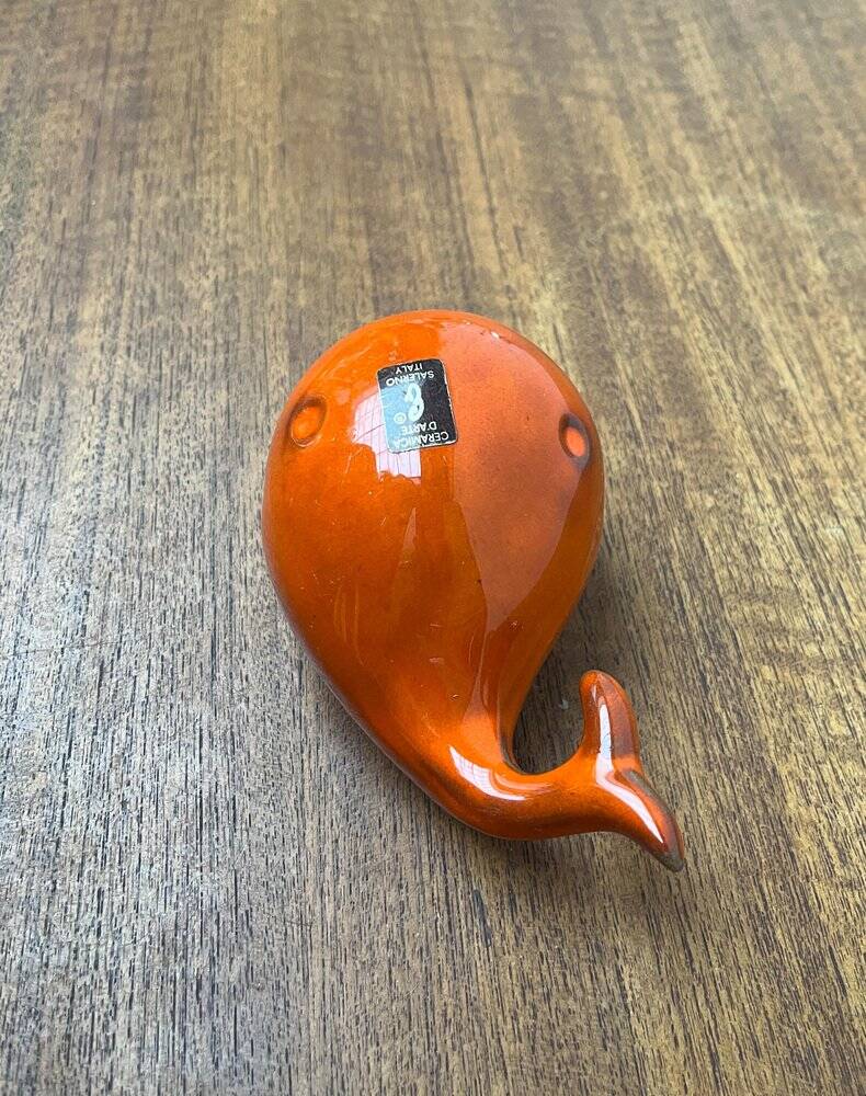 Whale Figurine Ashtray in Ceramic by Ceramica D'Arte, Salerno, Italy, 1970s