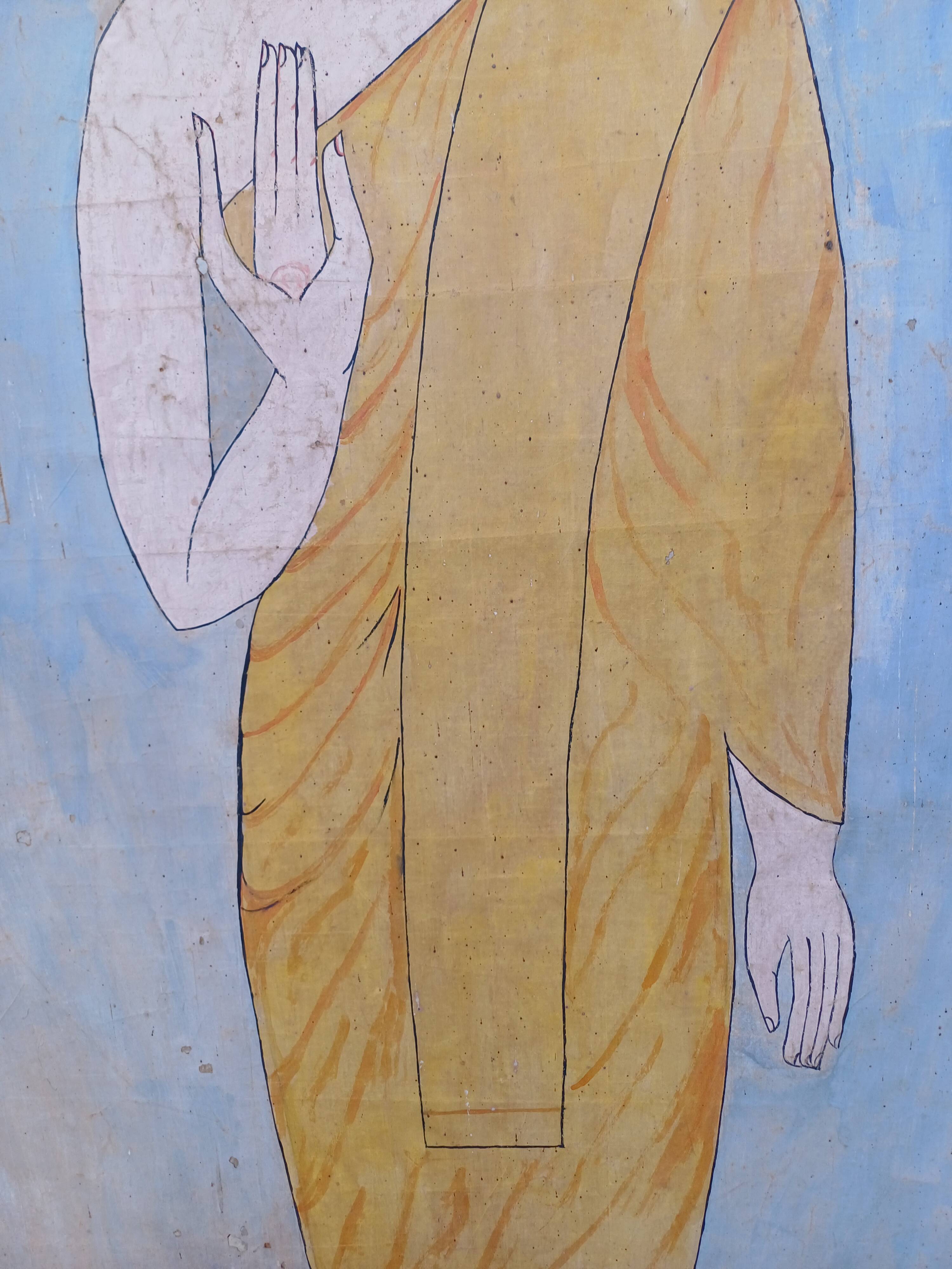 19th Century Silk Painting Buddha Thailand