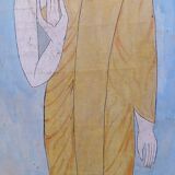 Peinture sur soie Bouddha, Thaïlande 19ème
