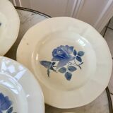 6 hollow plates Digoin Sarreguemines blue flowers 30s
