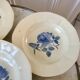 6 hollow plates Digoin Sarreguemines blue flowers 30s