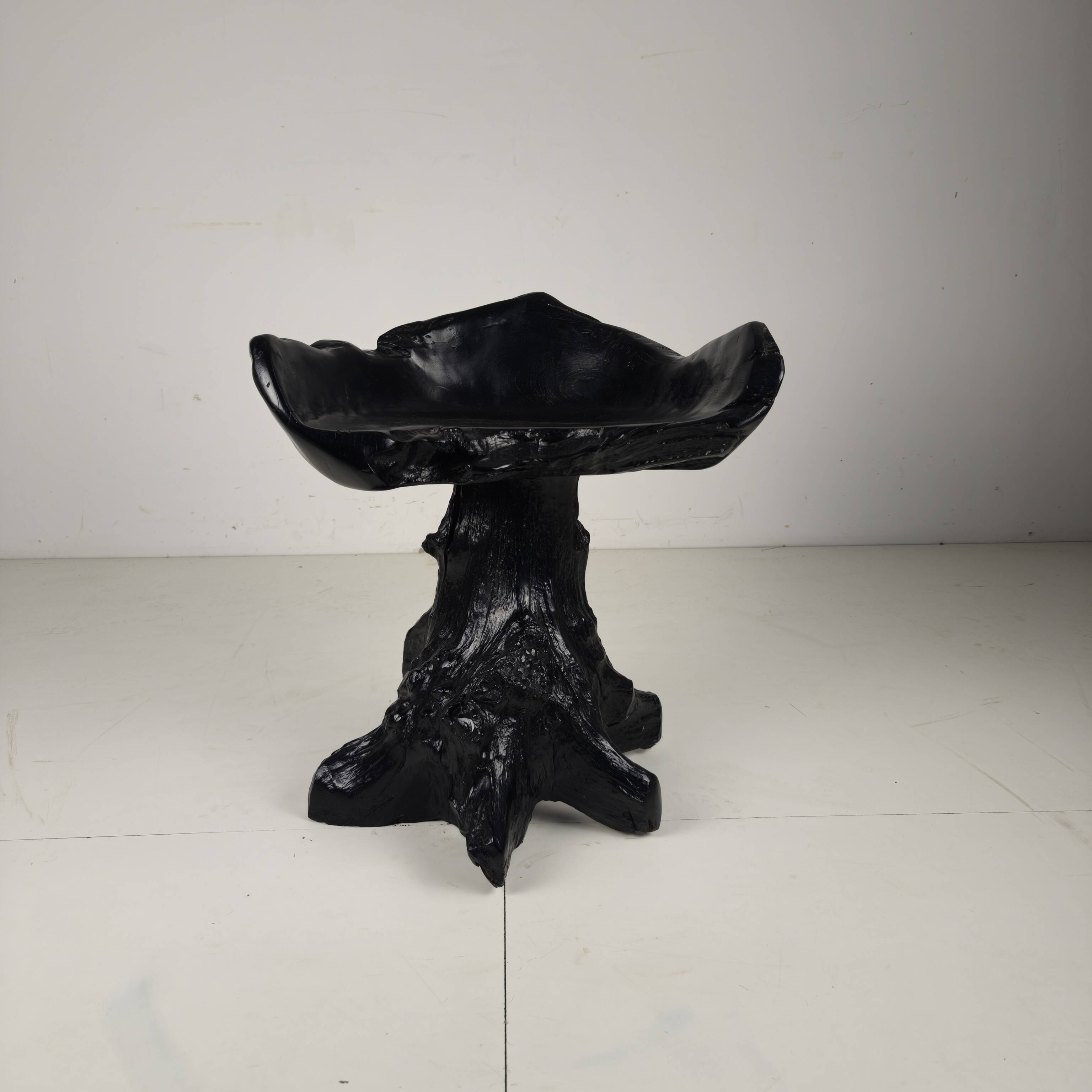 Mid-Century Black Tree Stump Chair