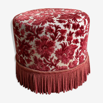 Round velvet pouf