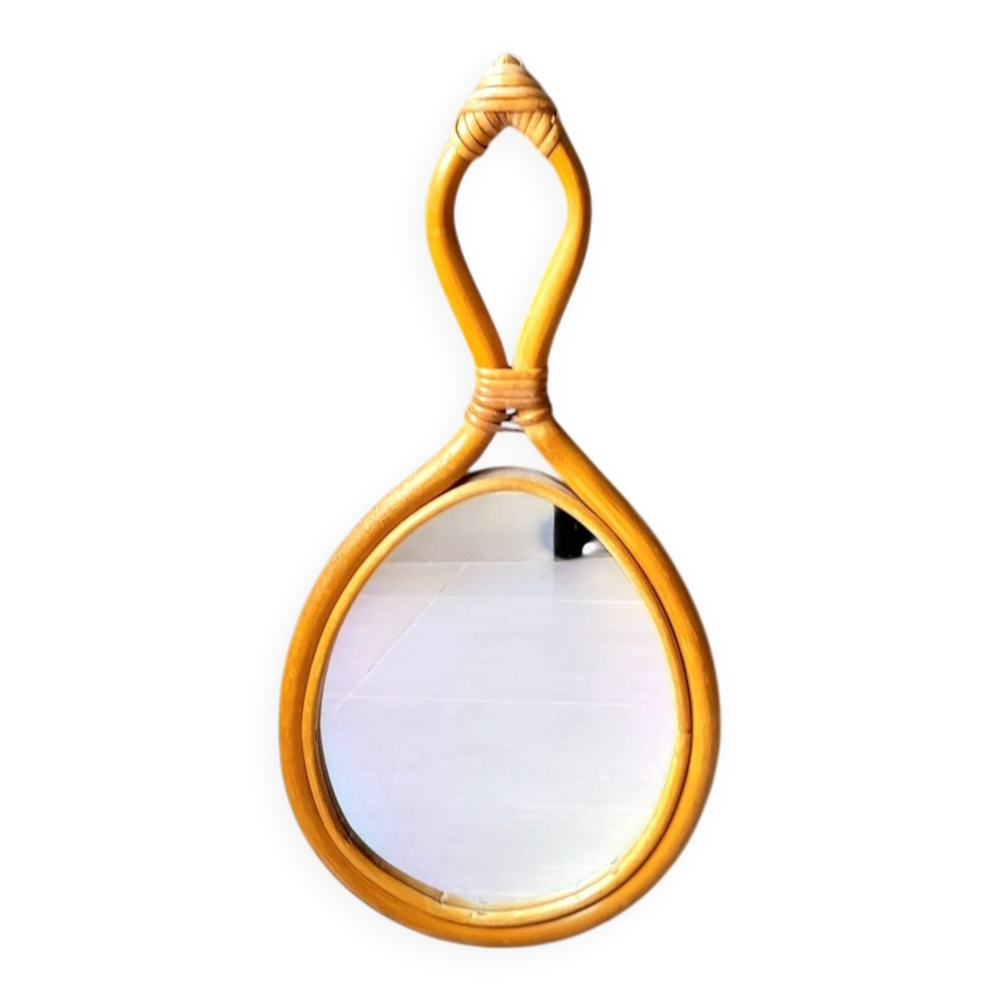 1960s rattan drop mirror