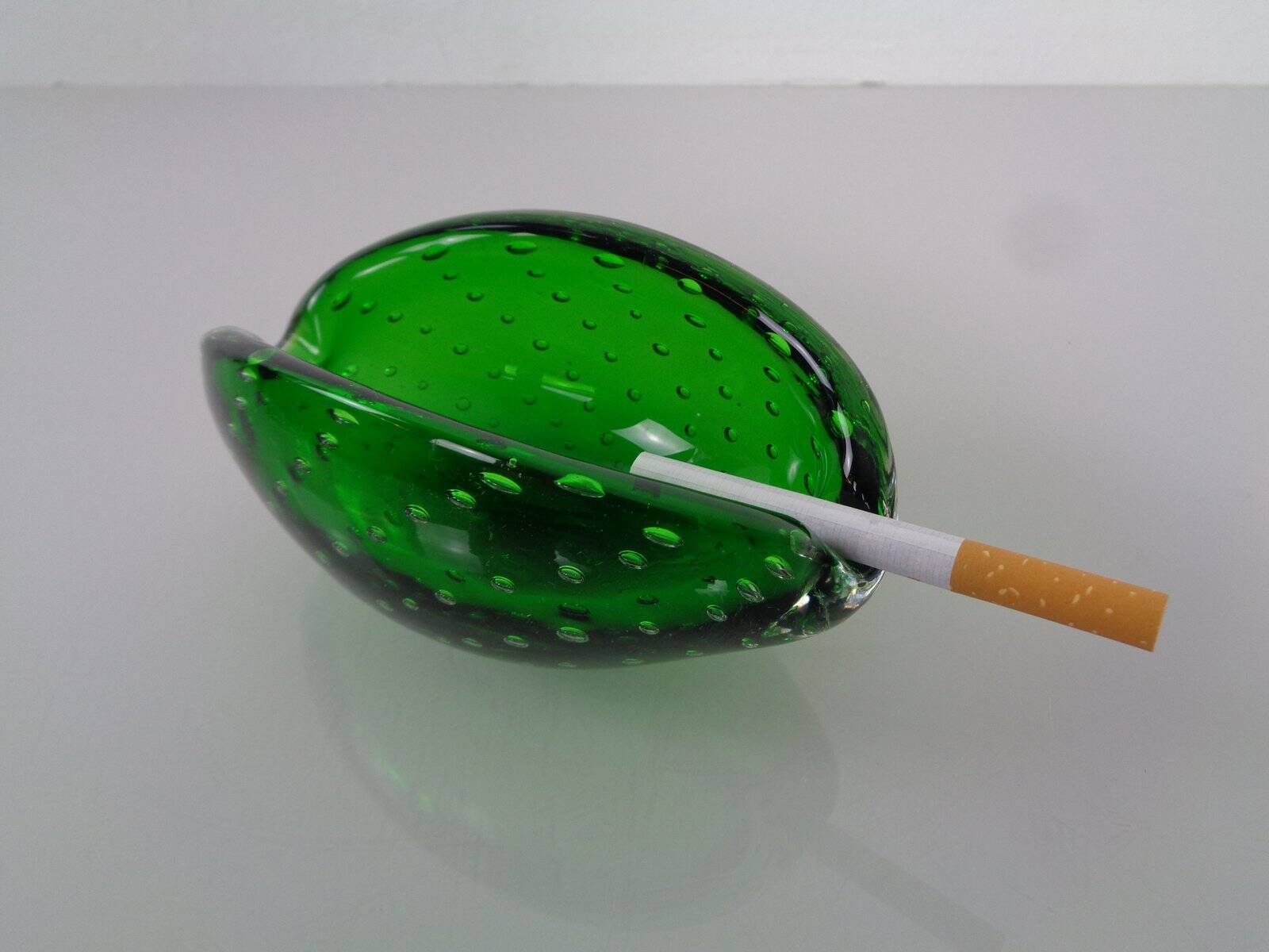 Green Sommerso Murano Glass Ashtray, Italy, 1960s