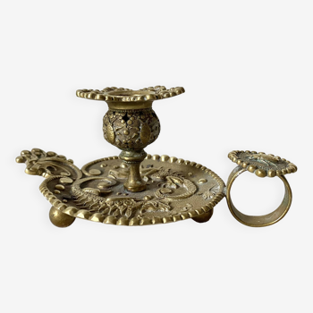 Brass thumbscrew candle holder, beetle