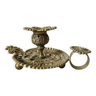 Brass thumbscrew candle holder, beetle