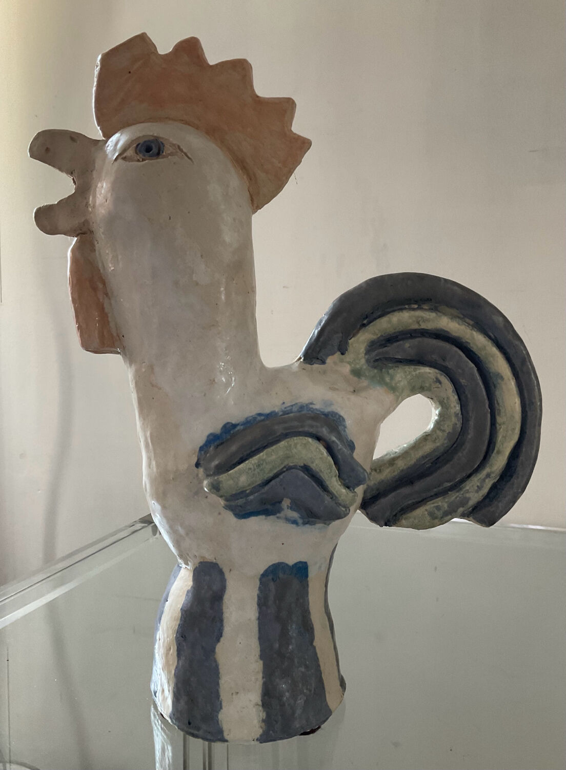 Vintage coq from the 60s in glazed stoneware