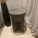 Side table in wood and polished concrete