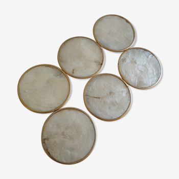 6 mother-of-pearl coasters