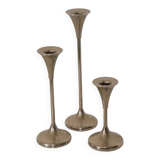 Danish metal candle holder set 1970