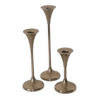 Danish metal candle holder set 1970