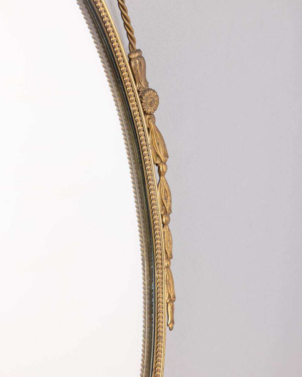 50s vintage wall mirror in brass decorated italian design