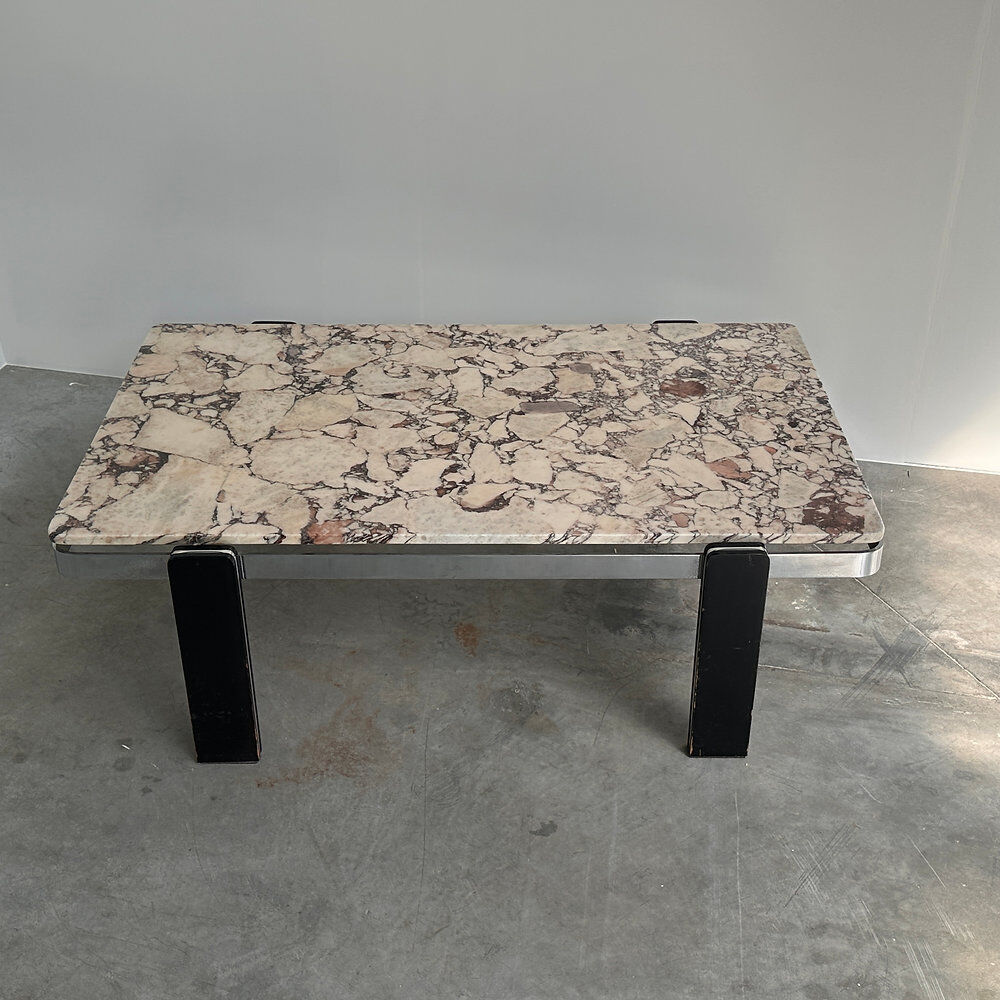 Violetta Calacatta marble coffee table on chrome base, 1970s