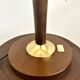Lampe de table en bois et laiton, abat-jour imprimé, années 1970