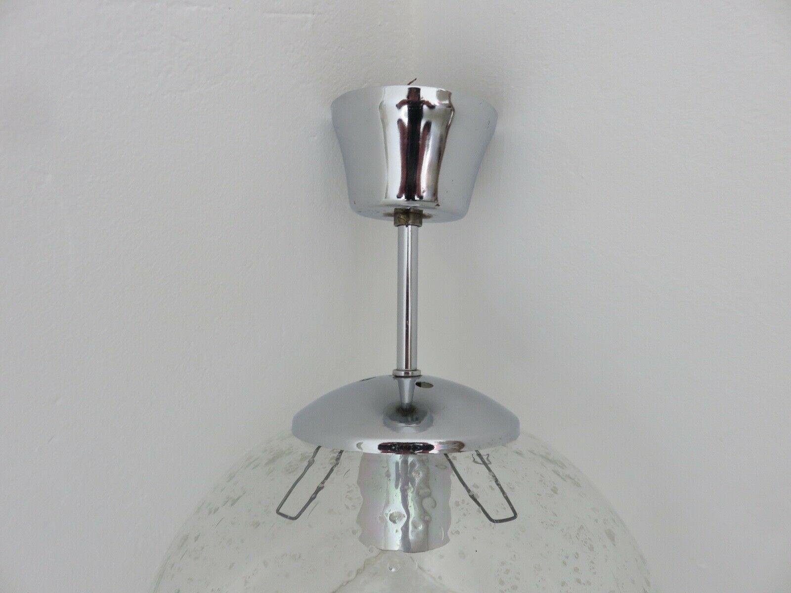 Suspension Raak amsterdam en verre bullé et métal chromé années 70