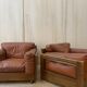 Pair of Italian leather armchairs from the 1970s.