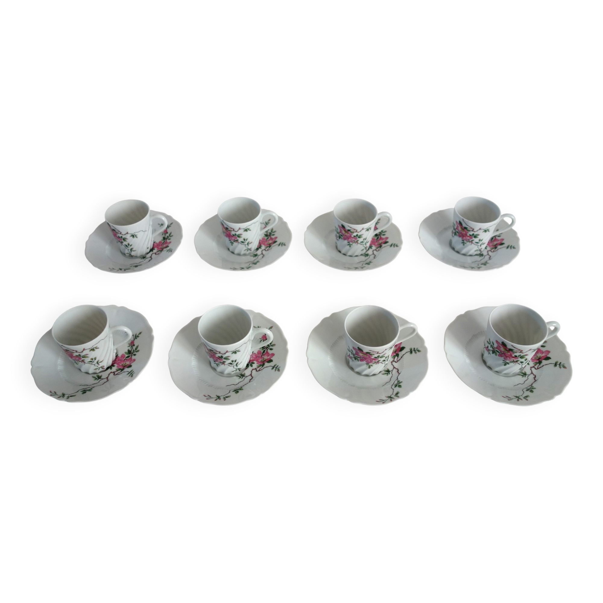 8 coffee cups model Eglantine, vintage Haviland Limoges