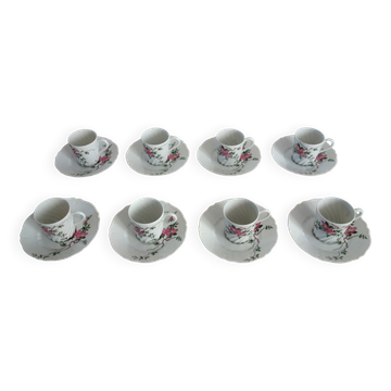 8 coffee cups model Eglantine, vintage Haviland Limoges