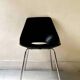 Barrel chair in black leather & chrome by Guariche for Steiner France 1970
