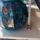 Vase laque line bleu