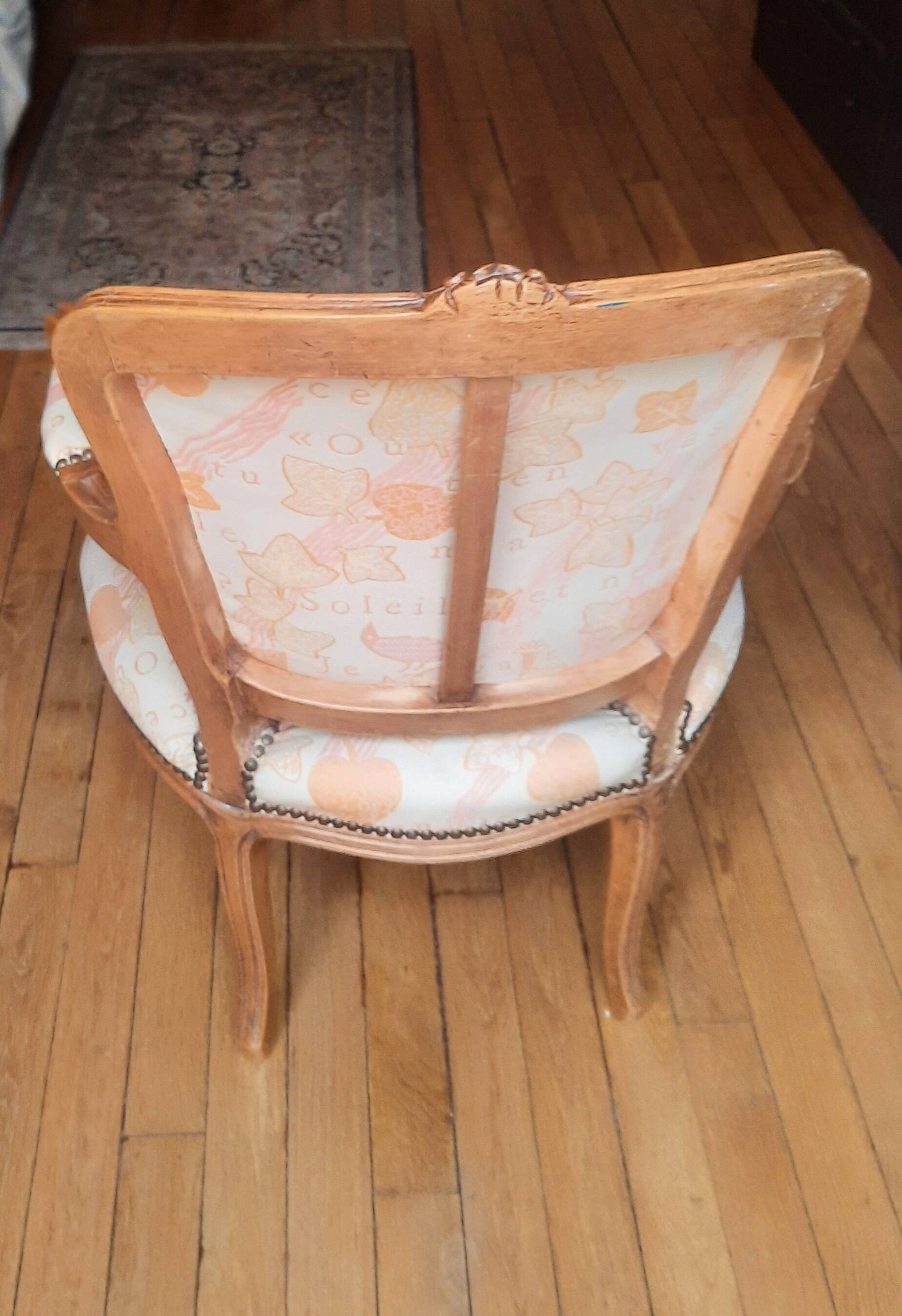 Fauteuil style Louis XV  tissu  original