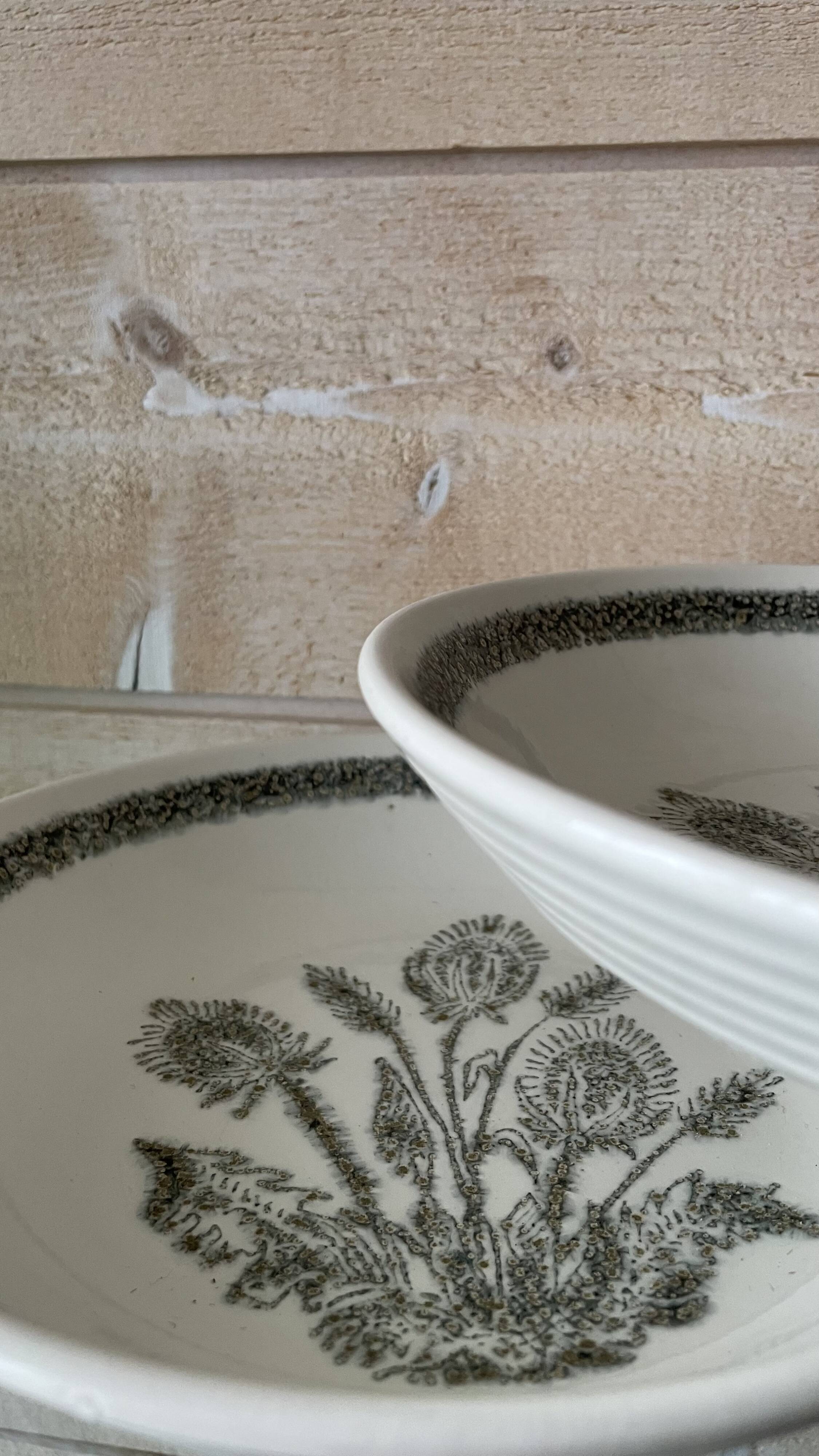 Set of 6 soup plates with thistles