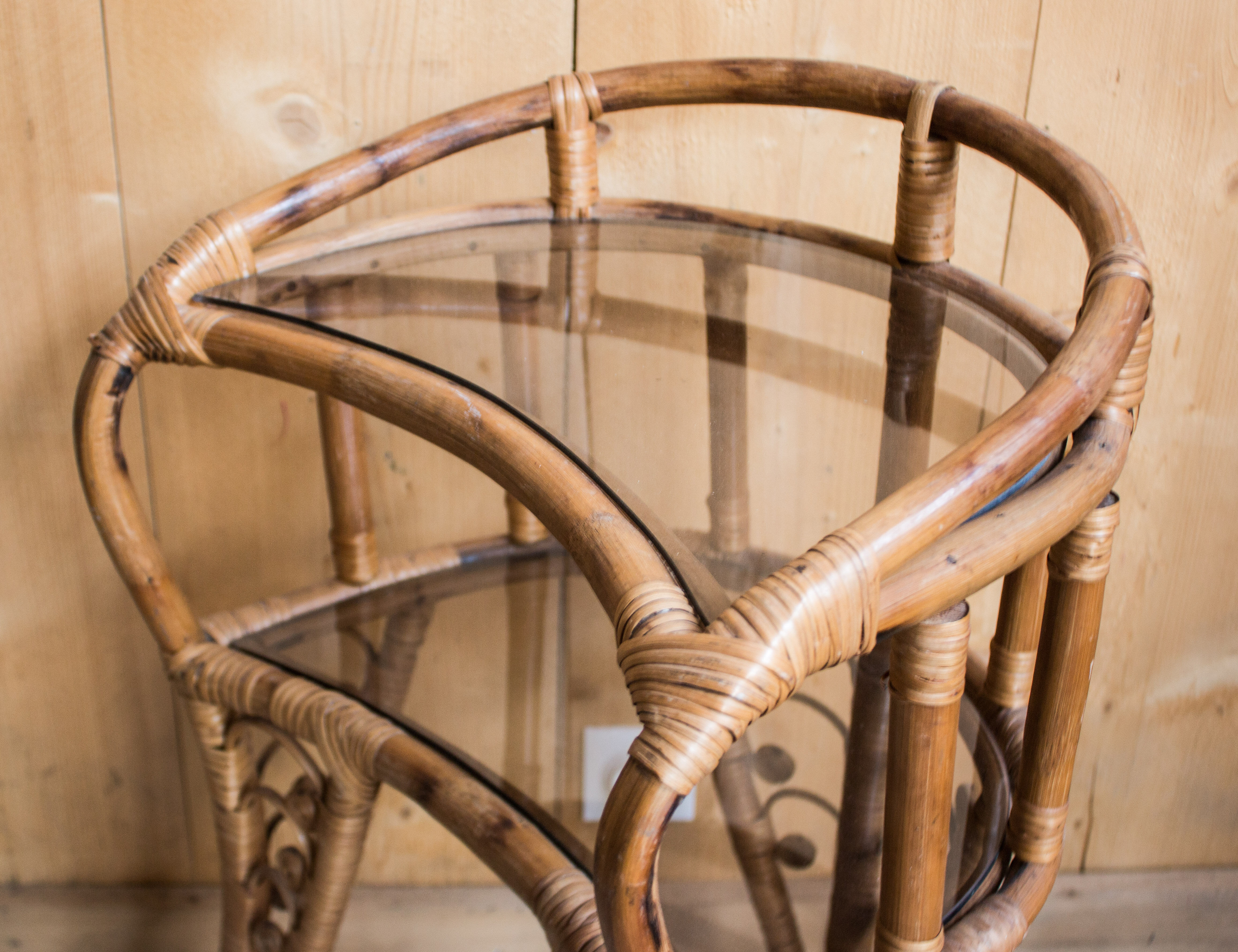 Pair of rattan bedside tables 1960