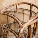 Paire de table de chevets en rotin 1960