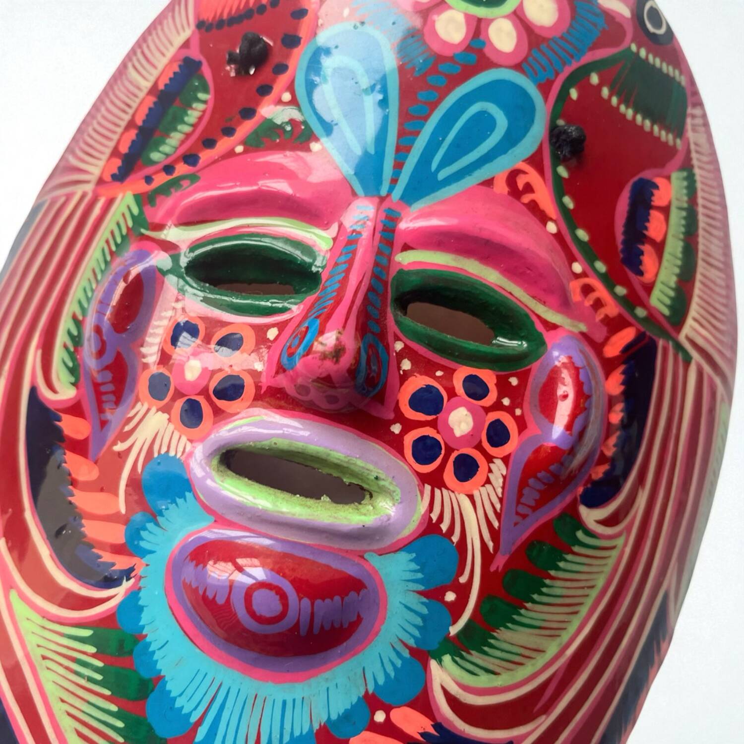 Mexican mask in colored terracotta, 1970s, Mexican