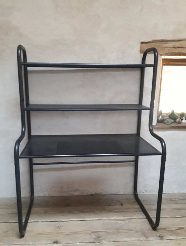 Desk shelves metal black vintage 80s